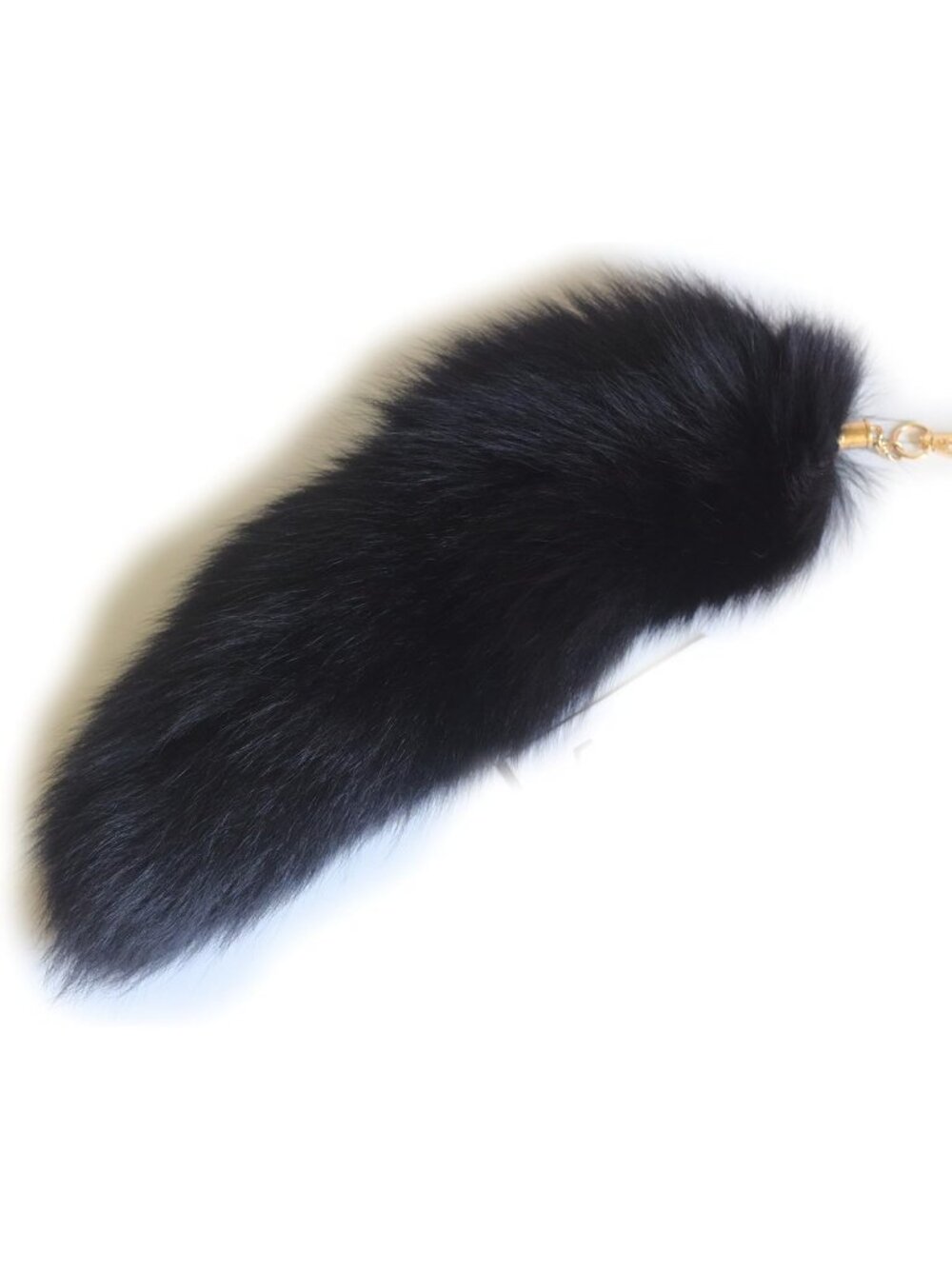 Black Faux Fur Super Fluffy Fox Tail Keychain Pendant Halloween Bags Charm